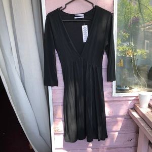 URBAN OUTFITTERS: Deep V Mini Long Sleeves Dress